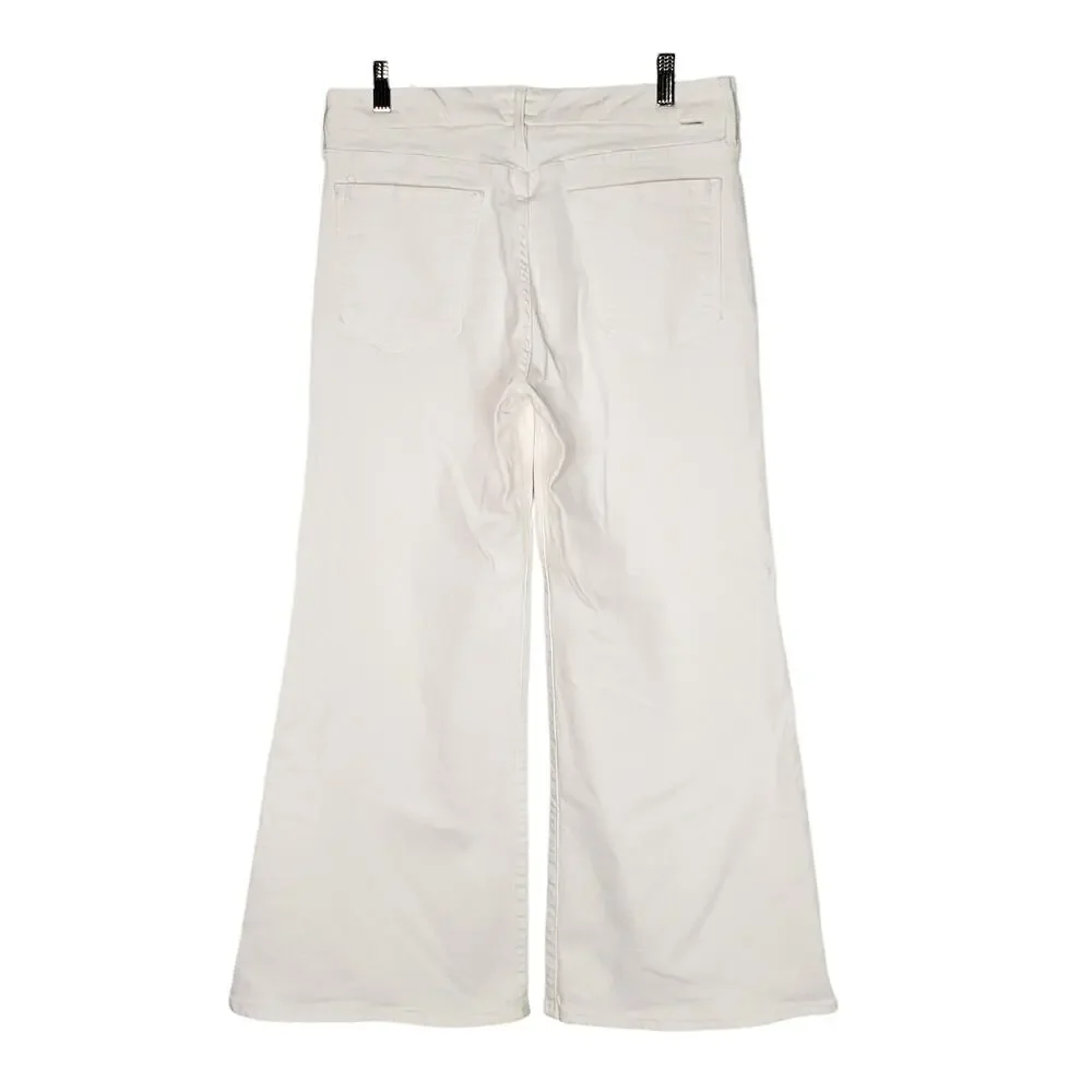 Mother The Roller Fray Wide Leg Flared Jeans Fairest Of Them All White Size 31